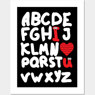 Alphabet ABCD I Love You Heart Valentines Day Cute Teacher Posters and Art